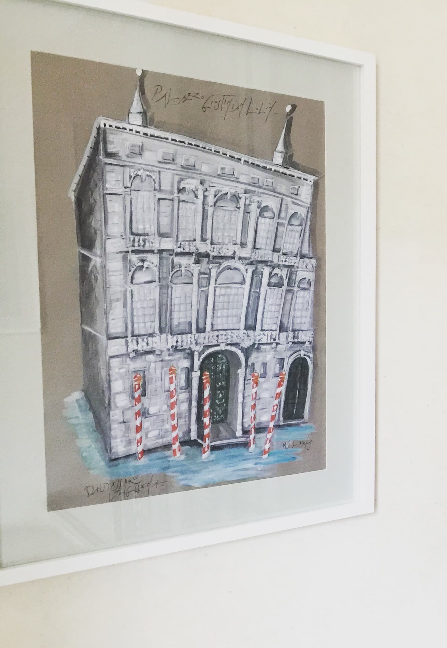Venetian Palazzo with striped mooring poles