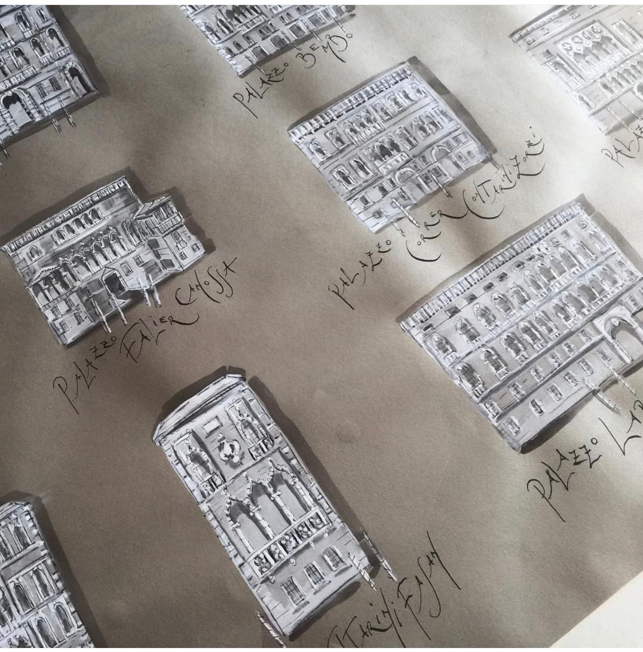 Venetian Palazzos Study - Sepia