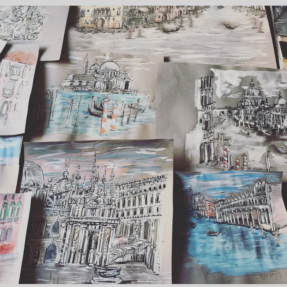 Collection of Venice watercolor paintings