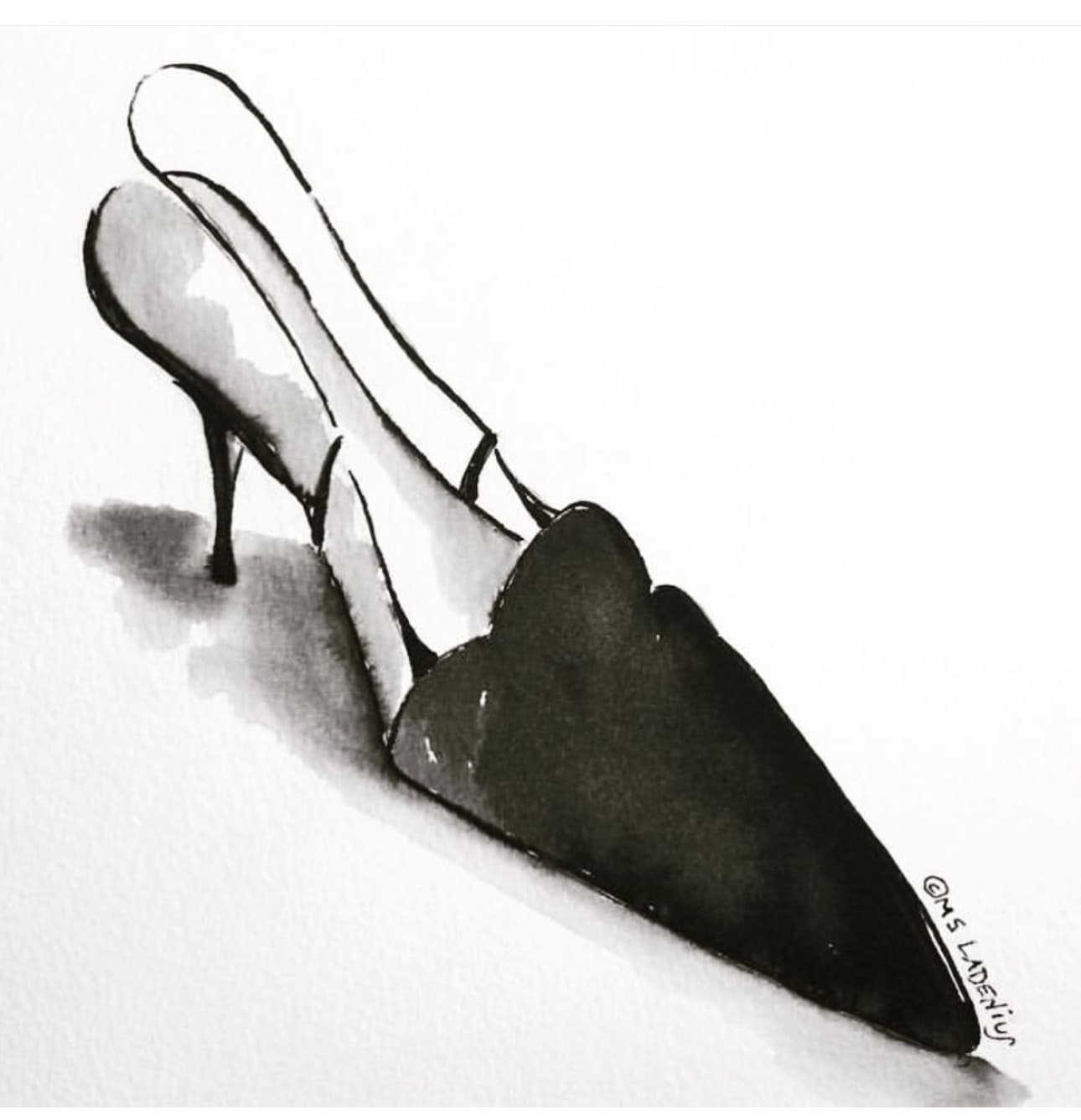 Black Slingback Mule
